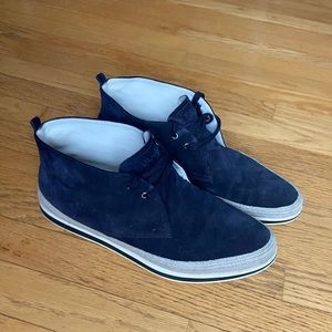 Blue Suede Prada Ankle-High Boots (9.5)